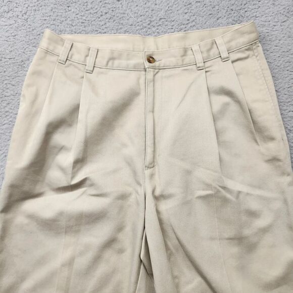 Jos. A. Bank Pants‎ Mens 32x31* Tan Straight Khaki Light Pleated Academia Casual - Picture 2 of 8